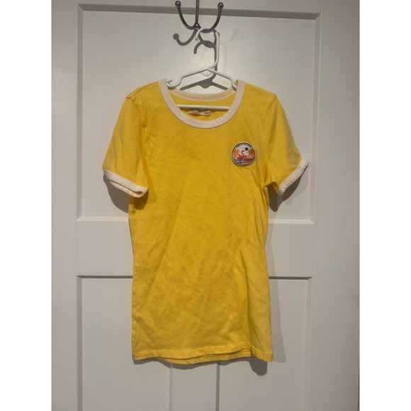 Hollister Tops - Hollister Womens Yellow Ringer T Shirt Flamingo Graphic Print Size XS
